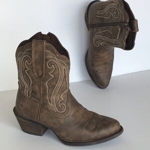 Durango Crush Distressed Brown Shortie Western Ankle Boot 8" Women's size 6.5